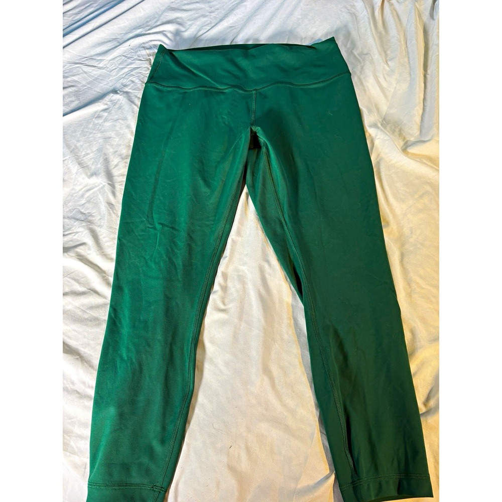 Lululemon Women's Green Leggings Size 14 Stretch Elastic Waist Yoga
